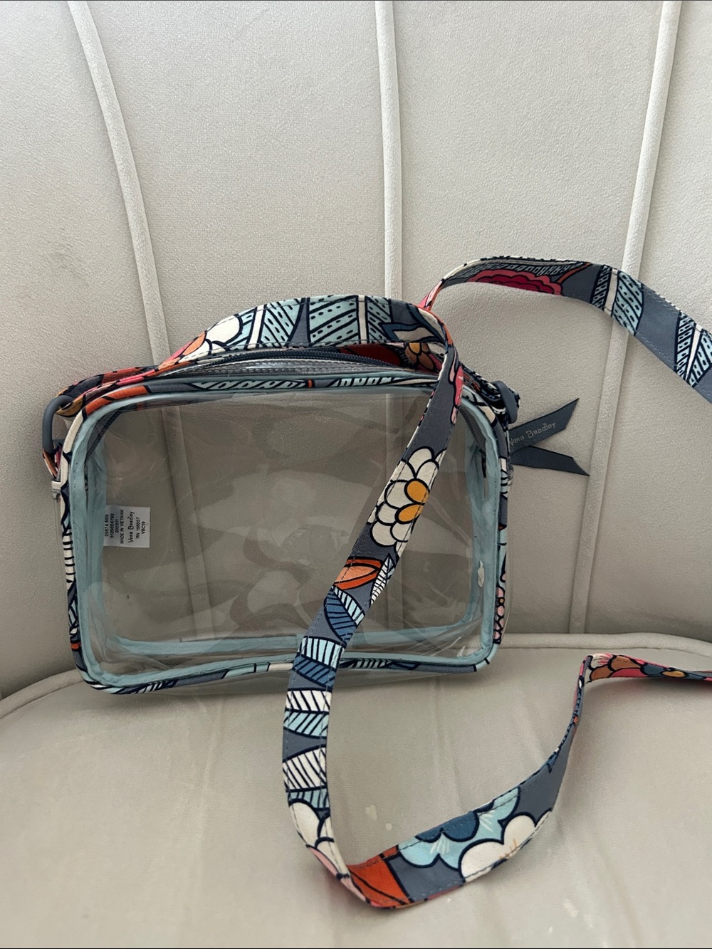 Vera Bradley Clear Floral-Trim Crossbody in Blue and Multicolor Strap
